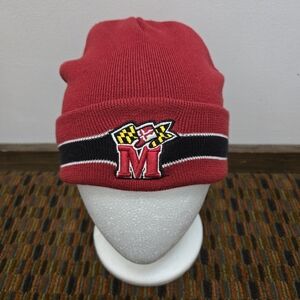 Colosseum Maryland Terrapins Beanie Hat Red Knit Winter Cap NCAA